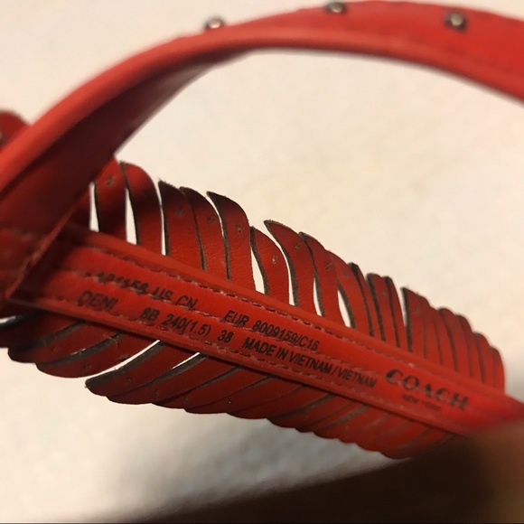 COACH Deni Feather Embellished Flat Sandal size 8/38 - Picture 6 of 7